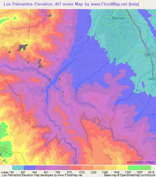 Los Palmaritos,Dominican Republic Elevation Map