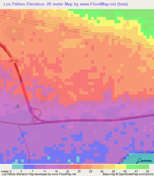 Los Palitos,Dominican Republic Elevation Map