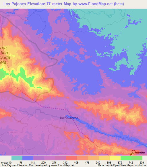 Los Pajones,Dominican Republic Elevation Map