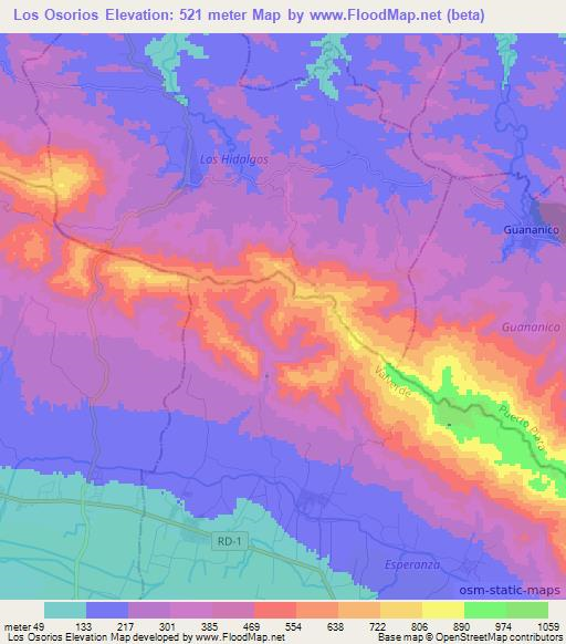 Los Osorios,Dominican Republic Elevation Map