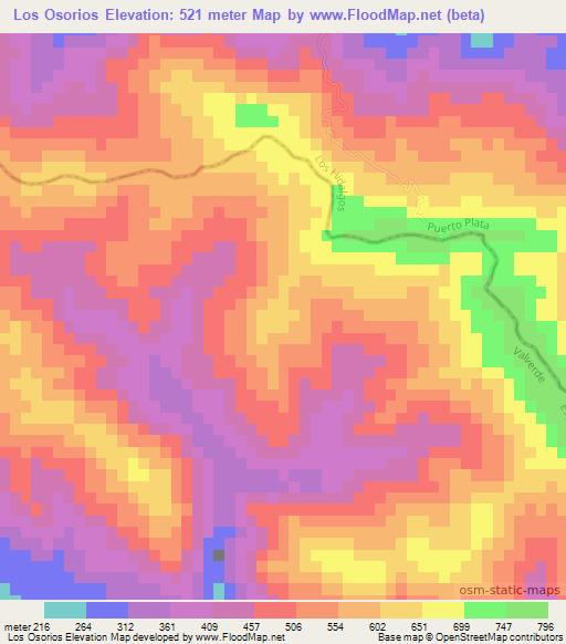 Los Osorios,Dominican Republic Elevation Map