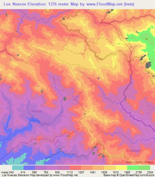 Los Nueces,Dominican Republic Elevation Map