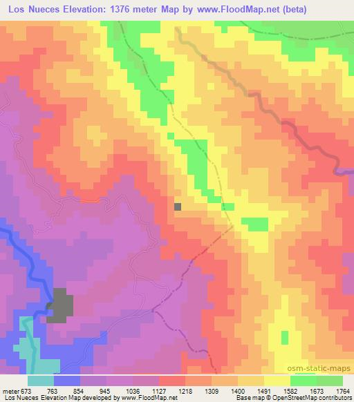 Los Nueces,Dominican Republic Elevation Map