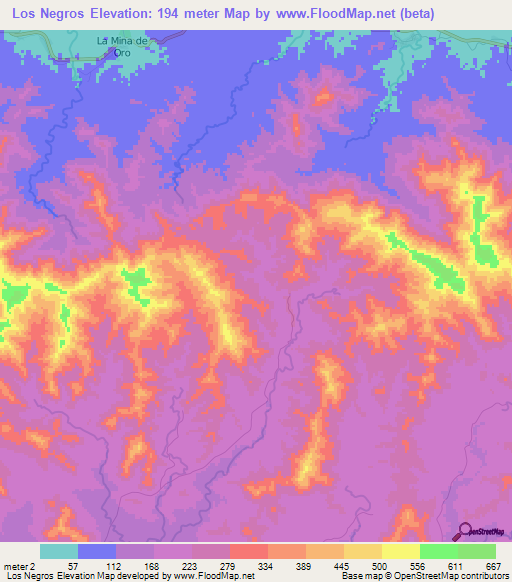 Los Negros,Dominican Republic Elevation Map