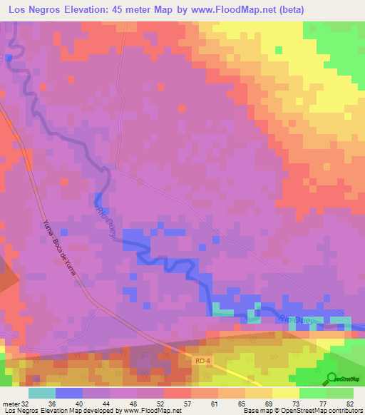 Los Negros,Dominican Republic Elevation Map