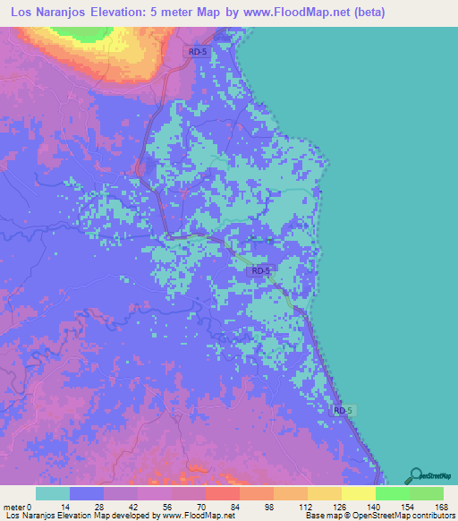 Los Naranjos,Dominican Republic Elevation Map