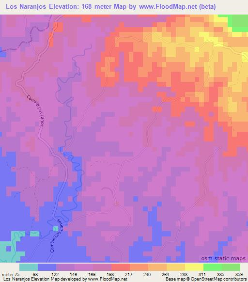 Los Naranjos,Dominican Republic Elevation Map