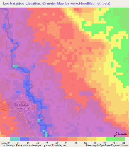 Los Naranjos,Dominican Republic Elevation Map