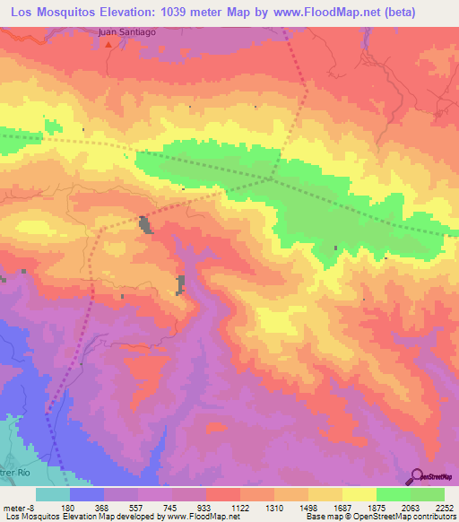 Los Mosquitos,Dominican Republic Elevation Map