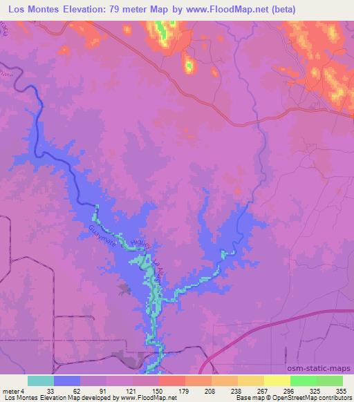 Los Montes,Dominican Republic Elevation Map