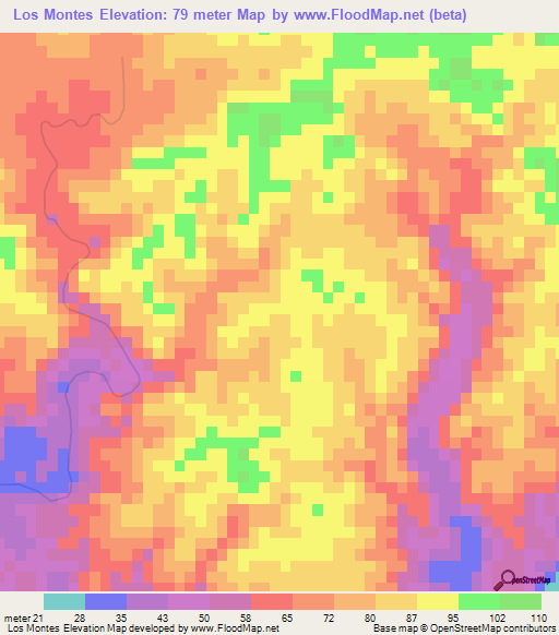 Los Montes,Dominican Republic Elevation Map