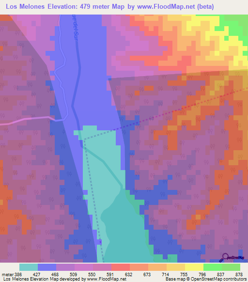 Los Melones,Dominican Republic Elevation Map