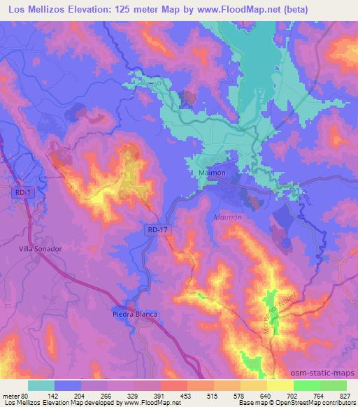 Los Mellizos,Dominican Republic Elevation Map