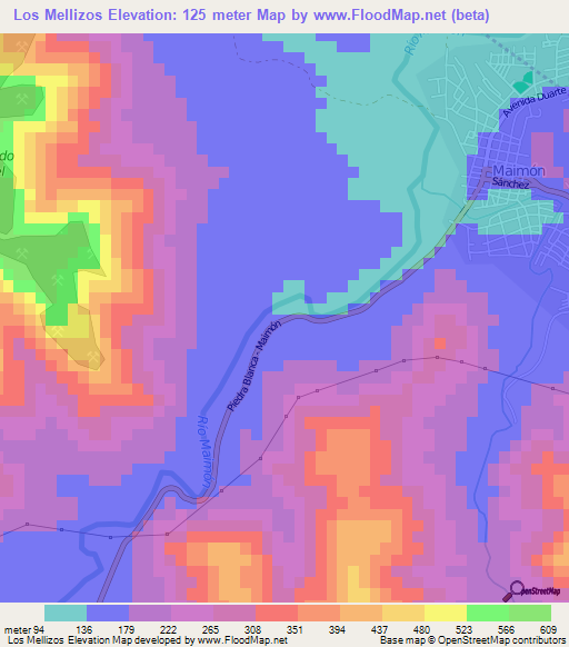 Los Mellizos,Dominican Republic Elevation Map