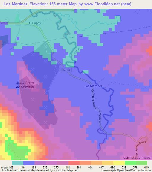 Los Martinez,Dominican Republic Elevation Map