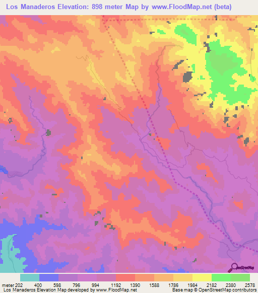 Los Manaderos,Dominican Republic Elevation Map