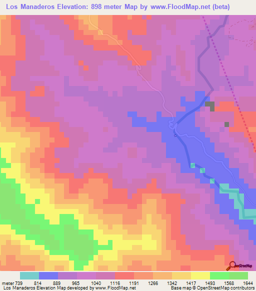 Los Manaderos,Dominican Republic Elevation Map