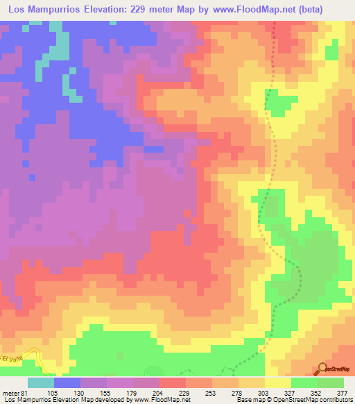 Los Mampurrios,Dominican Republic Elevation Map