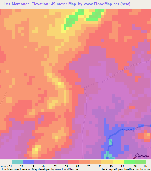 Los Mamones,Dominican Republic Elevation Map