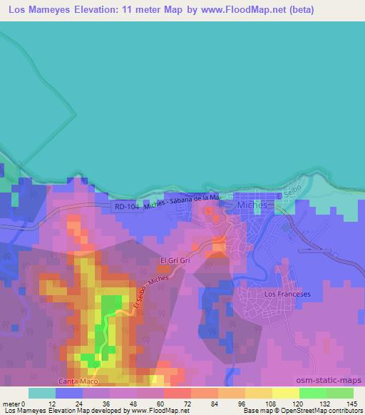 Los Mameyes,Dominican Republic Elevation Map