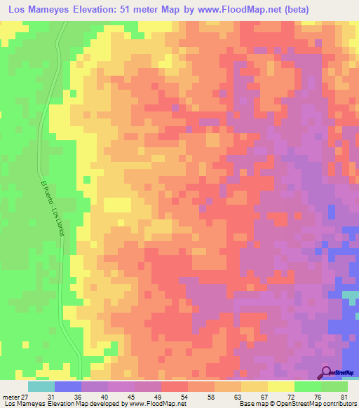 Los Mameyes,Dominican Republic Elevation Map