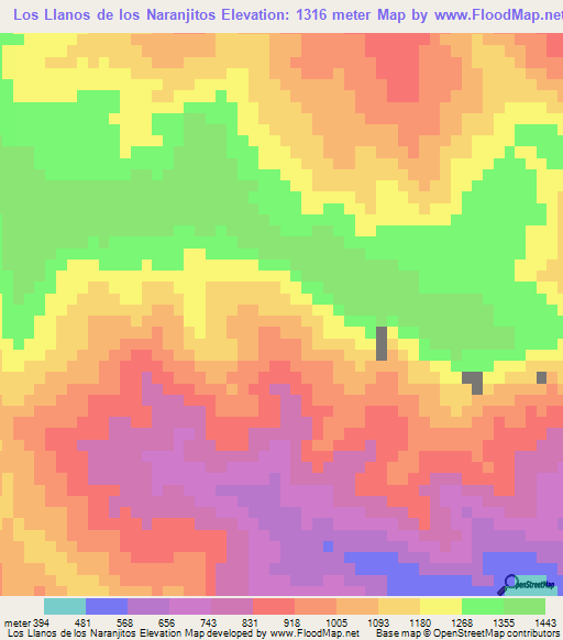 Los Llanos de los Naranjitos,Dominican Republic Elevation Map