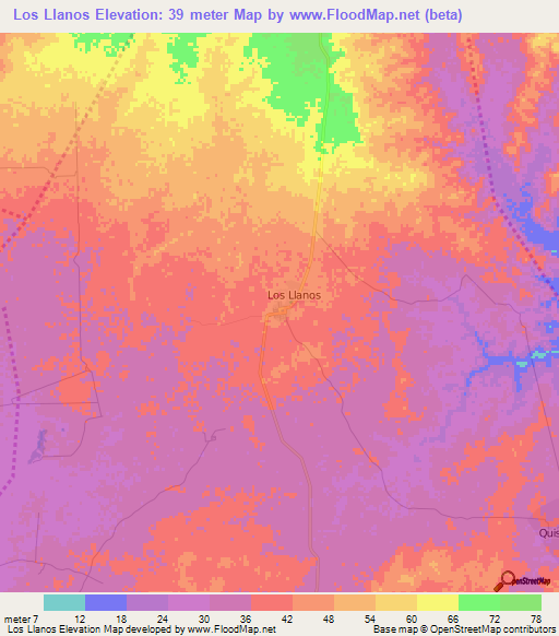 Los Llanos,Dominican Republic Elevation Map