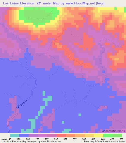 Los Lirios,Dominican Republic Elevation Map