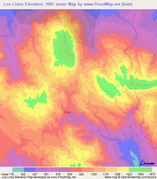 Los Lirios,Dominican Republic Elevation Map