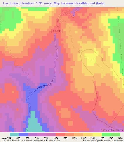 Los Lirios,Dominican Republic Elevation Map