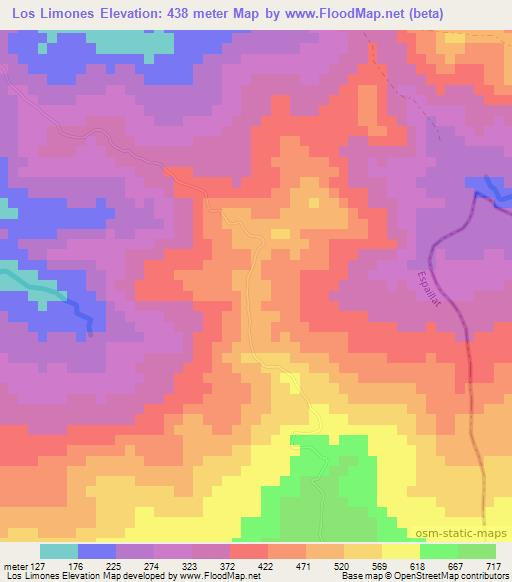 Los Limones,Dominican Republic Elevation Map