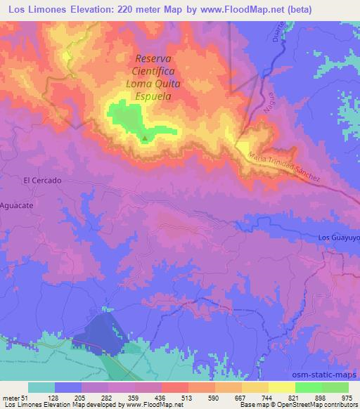 Los Limones,Dominican Republic Elevation Map