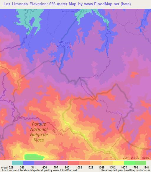 Los Limones,Dominican Republic Elevation Map