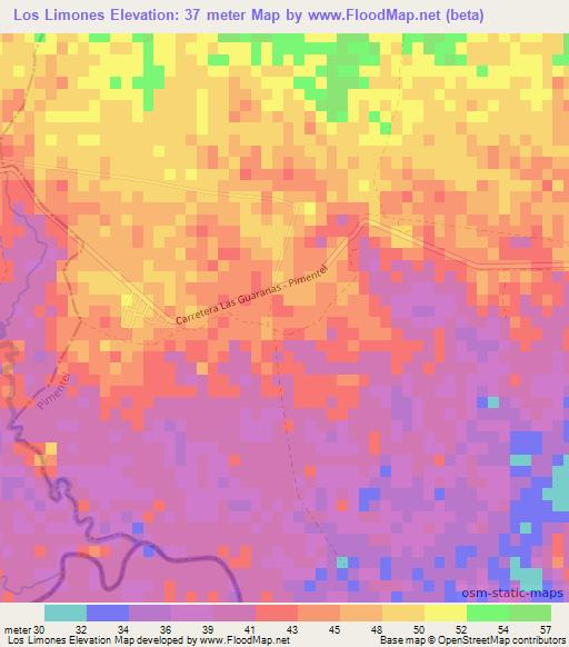 Los Limones,Dominican Republic Elevation Map