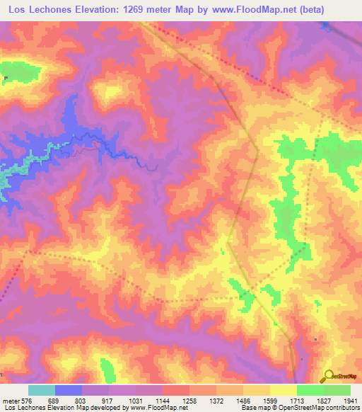 Los Lechones,Dominican Republic Elevation Map