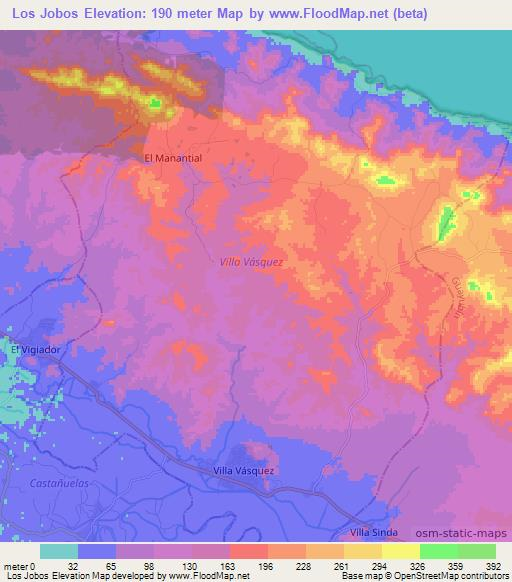 Los Jobos,Dominican Republic Elevation Map