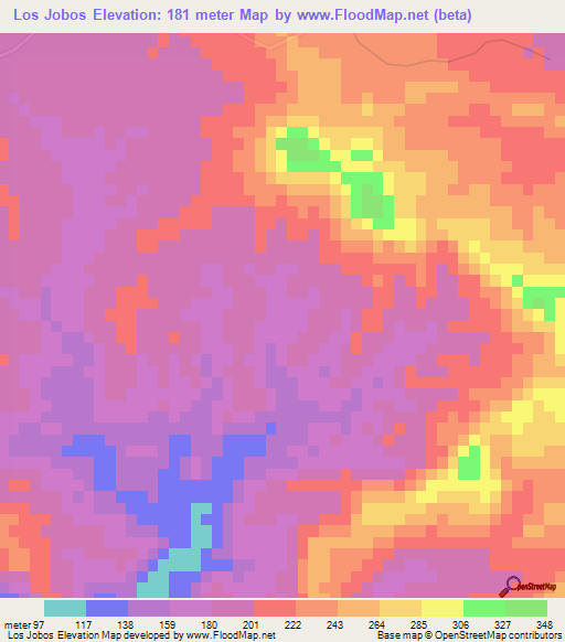 Los Jobos,Dominican Republic Elevation Map