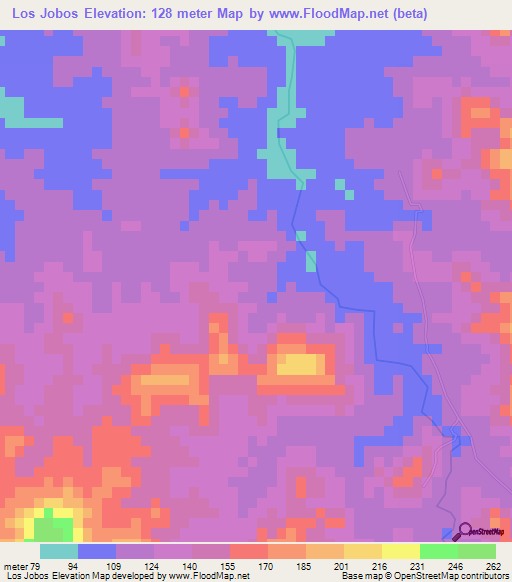 Los Jobos,Dominican Republic Elevation Map