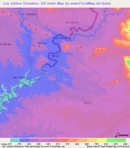 Los Jobitos,Dominican Republic Elevation Map