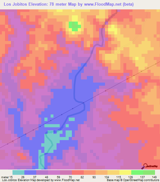 Los Jobitos,Dominican Republic Elevation Map