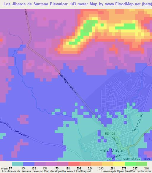 Los Jibaros de Santana,Dominican Republic Elevation Map