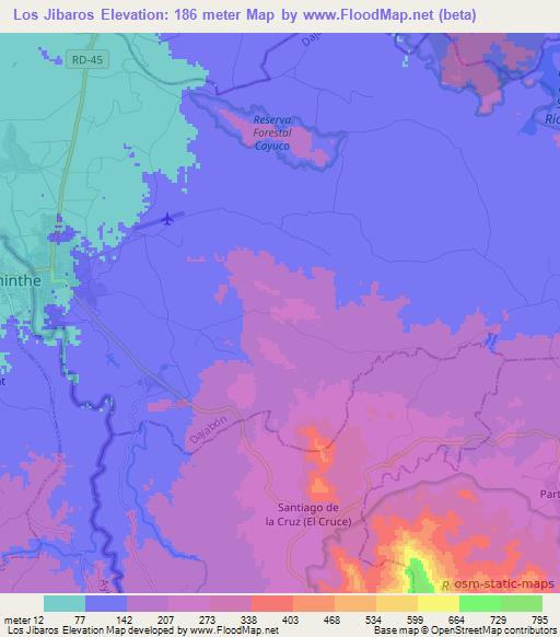 Los Jibaros,Dominican Republic Elevation Map