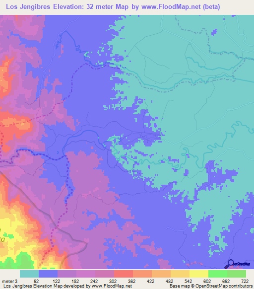 Los Jengibres,Dominican Republic Elevation Map