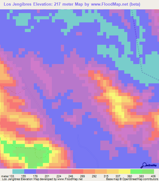 Los Jengibres,Dominican Republic Elevation Map