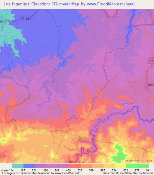 Los Ingenitos,Dominican Republic Elevation Map