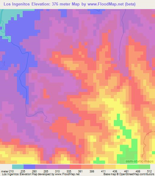 Los Ingenitos,Dominican Republic Elevation Map