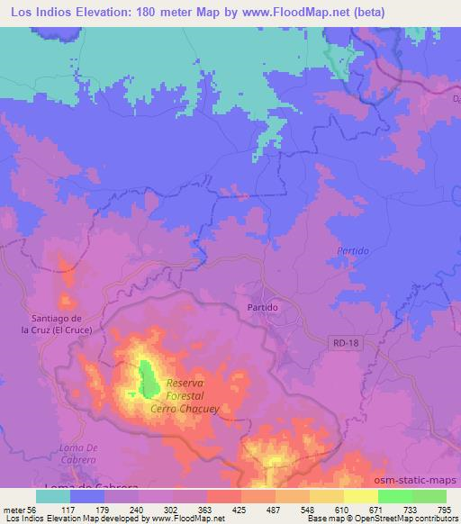 Los Indios,Dominican Republic Elevation Map