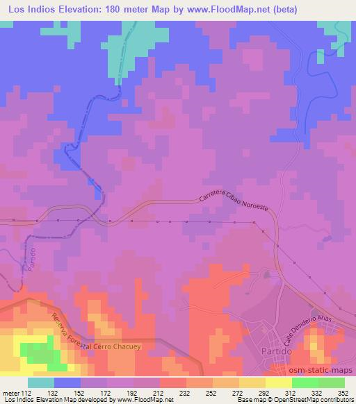 Los Indios,Dominican Republic Elevation Map