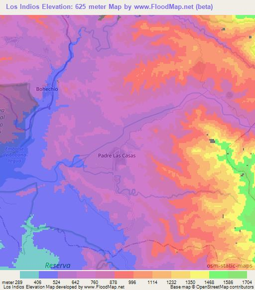 Los Indios,Dominican Republic Elevation Map