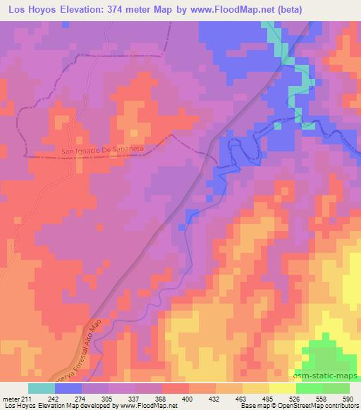 Los Hoyos,Dominican Republic Elevation Map